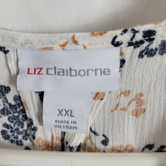 Liz Claiborne Size XXL Plus Women's Blouse Button Front Floral short slv gauzy - Picture 11 of 11